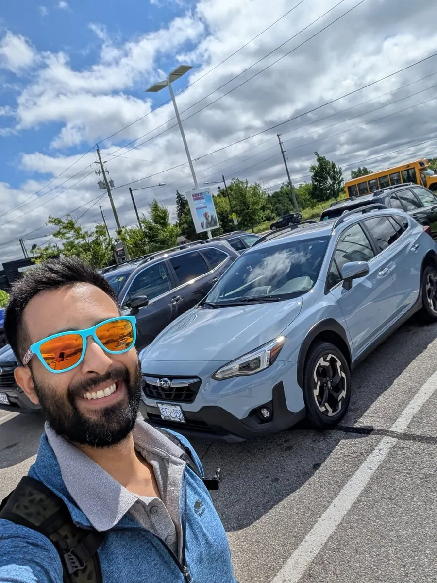 Happy client selfie with his new Subaru Crosstrek