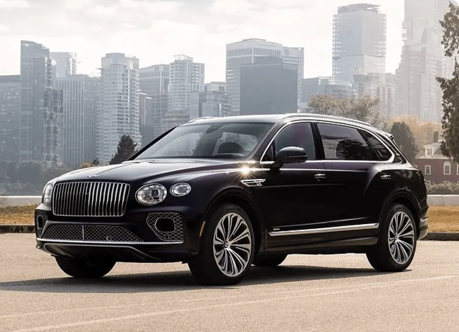 Bentley Bentayga against a city skyline