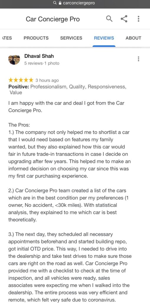 Car Concierge Pro Reviews | Car Buying Service Reviews | Best Car Deals Reviews | Google Reviews