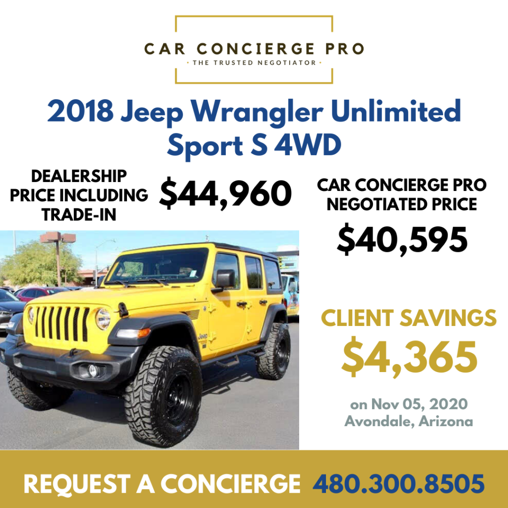 Best Car Deals | 2018 Jeep Wrangler Unlimited Sport | $4,365 In Savings