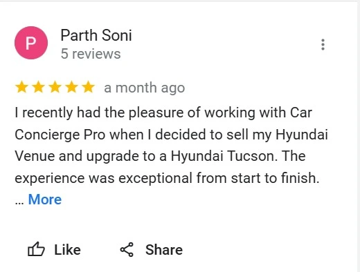 ParthSoni Google Review Selling ClientTestimonial CarConceirgePro.webp