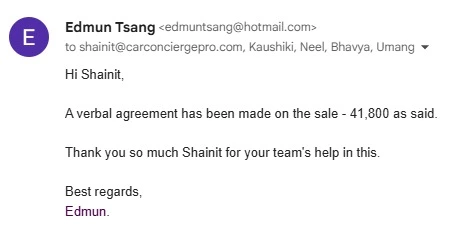 EdmunTsang Email Review Buying Client Testimonial Car Concierge Pro