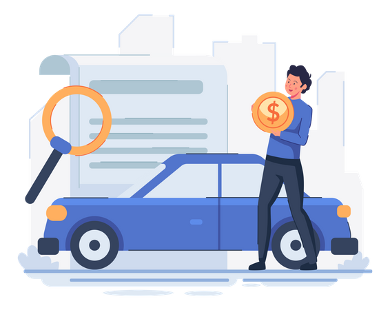 man getting car loan illustration download in svg png gif file formats document from bank money payment borrowing operations pack finance illustrations 4833673