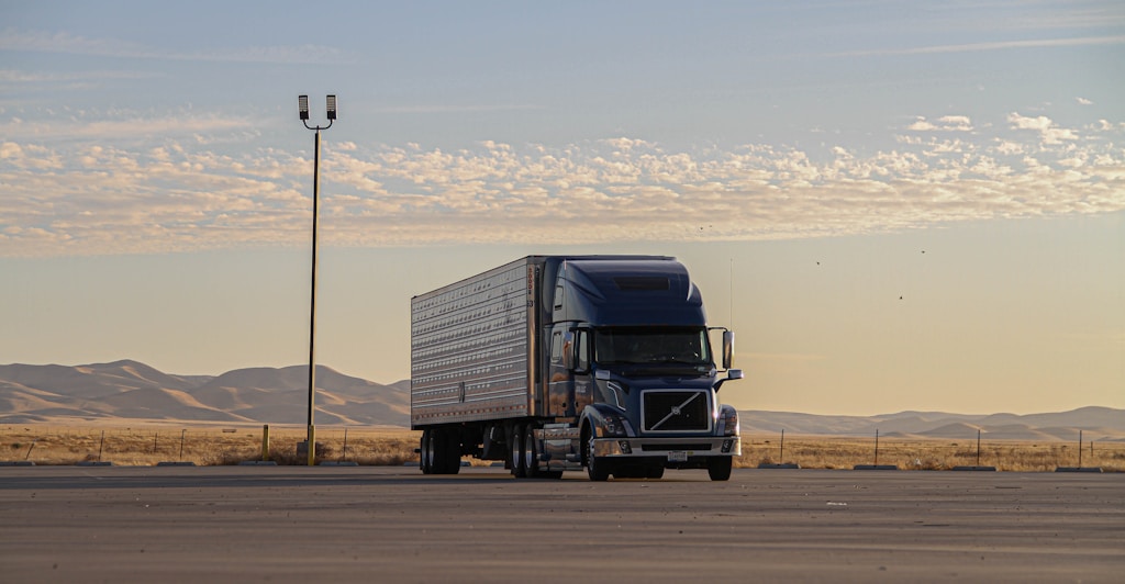 A heavy-duty truck on a long-haul route